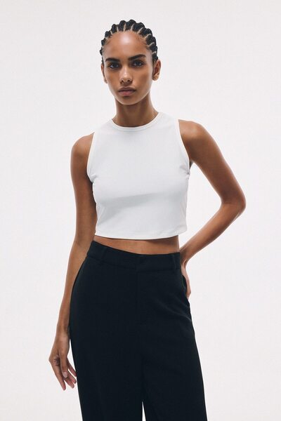DeFacto Crop Top Crew Neck Sports Athlete Tank Top E7723Ax26Sp