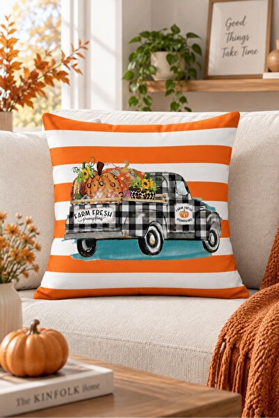 Evmila Double-Sided Printed Velvet Texture Autumn and Pumpkin Pattern Throw P...