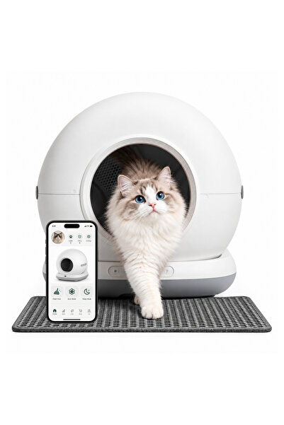 Haustier CB001 Akıllı Otomatik Kedi Tuvaleti, 75lt Hazneli, 45 Adet Çöp Torba...