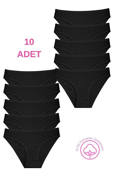 Newlilla 1501 Kalpli %100 Pamuklu 10'lu Kadın Bikini Külot Paketi