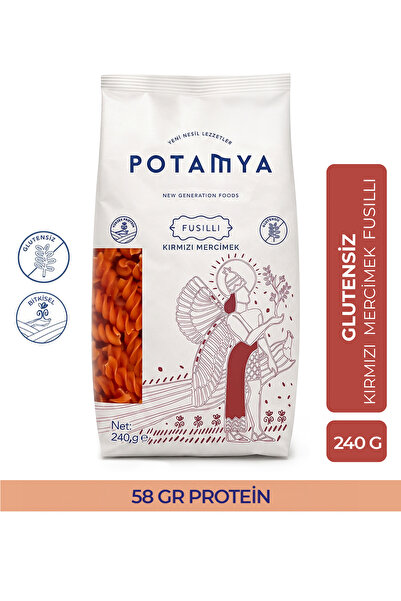 POTAMYA Glutensiz Kırmızı Mercimek Fusilli 240g