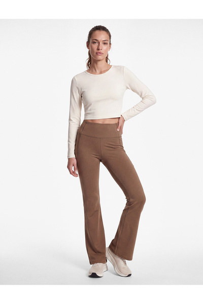 Koton High Waist Slim Fit Flared Sports Leggings with Stitching Detail