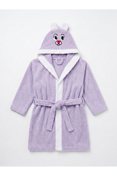 cottonparis %100 Pamuklu Sevimli Tavşan Kapüşonlu Cepli Çocuk Bornozu - Yumuş...