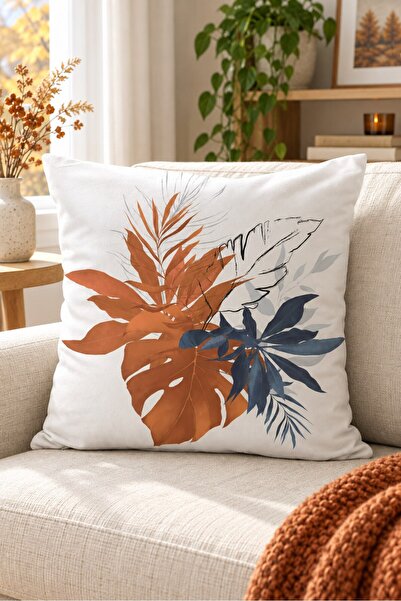Evmila Autumn Themed 43X43 Velvet Cushion Cover