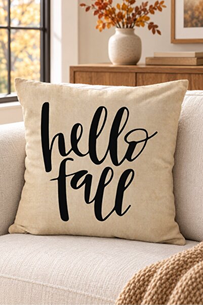 Evmila Autumn Themed 43X43 Velvet Cushion Cover