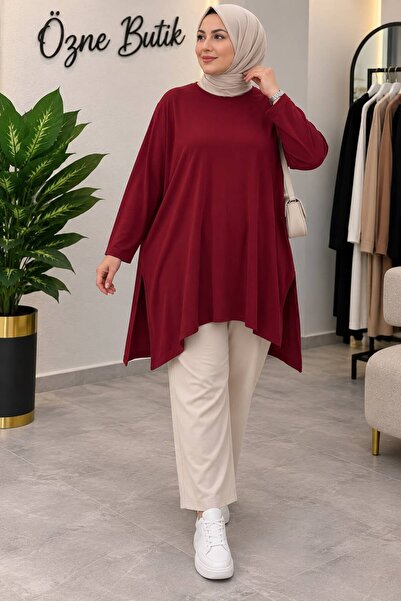 ÖZNE BUTİK Women's 100% Cotton Lycra Loose Cut Oversized Tunic