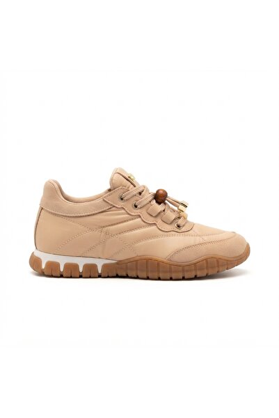 Zerenyus Tues Premium Beige Nubuck Lace-Up Women's Sneaker