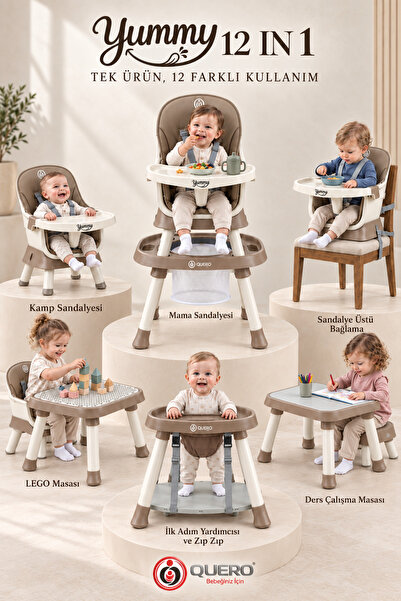 Quero Yummy 12in1 Mama Sandalyesi 12 Özellik Portatif Çalışma, Oyun Masalı Ço...