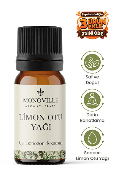 Monoville Limon Otu Uçucu Yağı 10 ml Saf ve Doğal (Lemongrass Essential Oil)