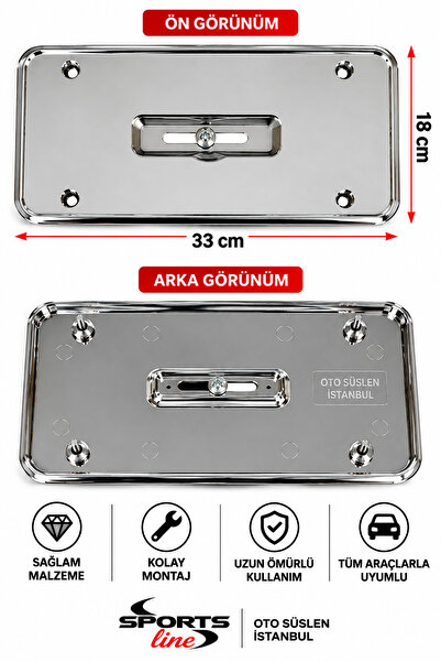 OTO SÜSLEN İSTANBUL Oto Araç Kare Krom Plakalık