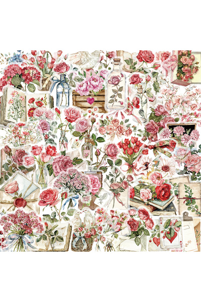 Choice 50PCS 50pcs Floral Stickers Flower Natural Decorative Decals Aesthetic...