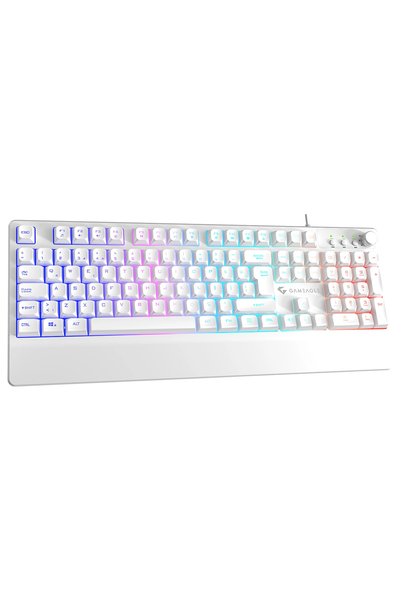 gameagle Frost Blade RGB Silent Sessiz Bilek Destekli Multimedya Tuşlu 26 Anti-Ghosting OyuncuKlavyesi Beyaz