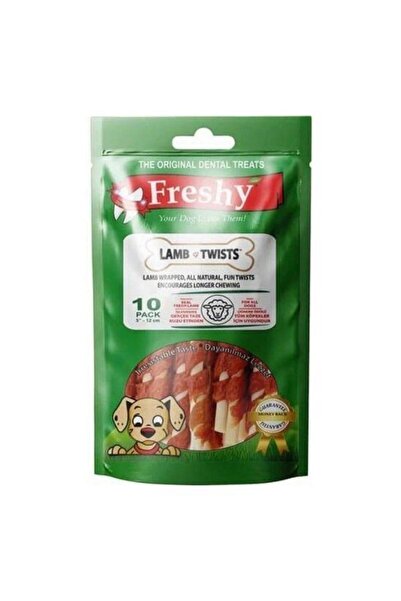 Freshy Lamb Twist Kuzulu Burgu Çubuk Köpek Ödülü 10lu