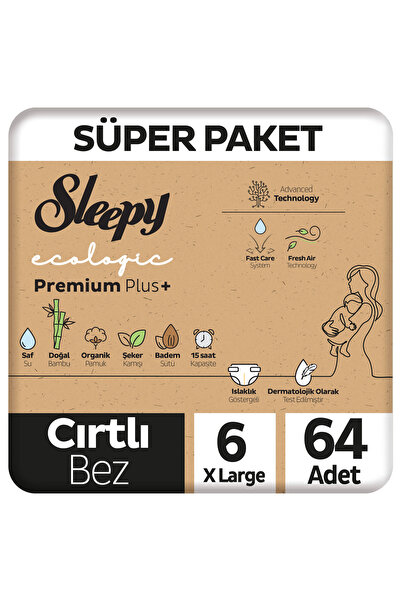 Sleepy Ecologic Premium Plus Süper Paket Bebek Bezi 6 Numara Xlarge 64 Adet