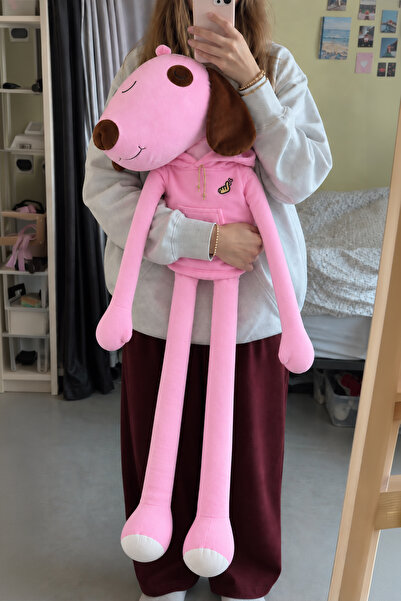 Ecrou Uzun Bacaklı Pembe Hediyelik, Dekoratif Peluş 90 cm