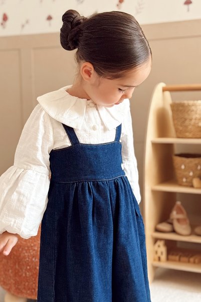 Miabanbin Denim Overalls for Girls Navy Blue