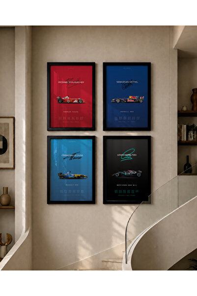 KAYNOCK F1 Efsaneleri 4'lü Set, Formula 1, F1, Schumacher, Hamilton, Poster T...