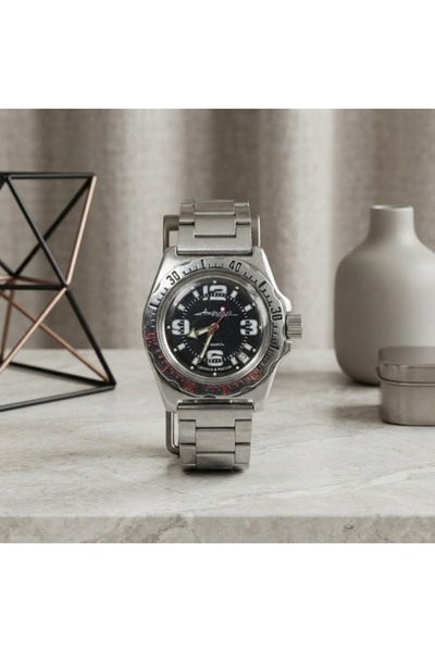 ESKİ YENİ ANTİK Vostok Amphibia 110903 Mekanik Otomatik Erkek Kol Saati Siyah...