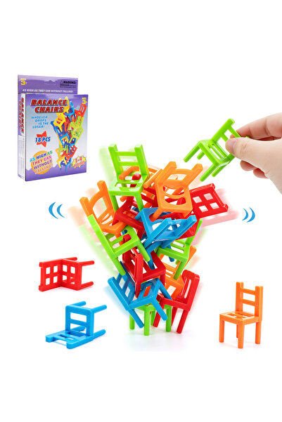 Choice 18pcs with box 18Pcs/Set Mini Balance Chairs Game Stacking Blocks Asse...