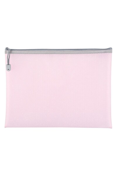 OEM Mapa cu Fermoar Zip Roz Transparenta Model Plasa 33x25cm