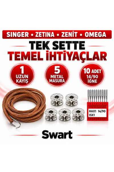 Swart Singer Zetina 5 adet masura 1 adet uzun ayak kayışı 10 adet 14/90 numar...