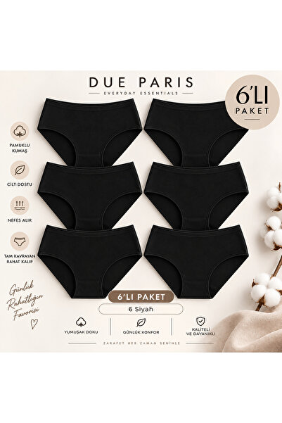 umtlifes Women's 6-Piece Black 90% Cotton Soft Textured Lycra Baton Triangle ...