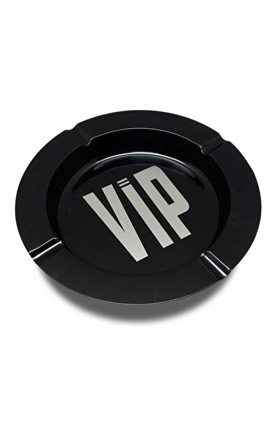 OEM Scrumiera Metalica Rotunda Neagra cu Mesaj VIP 14x2cm