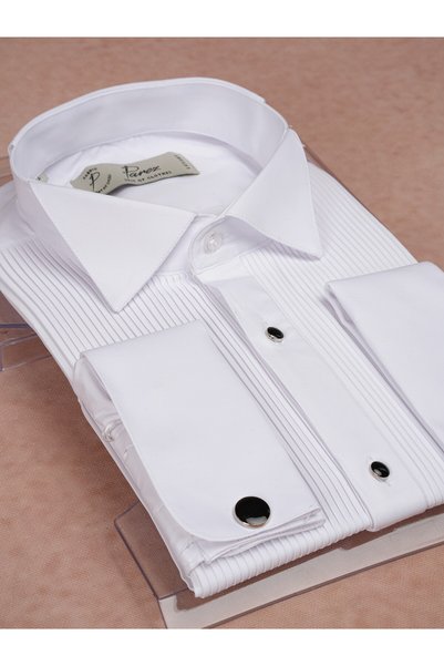 PAREZ Men's Premium Slim Fit Ata Collar Pleated Shirt
