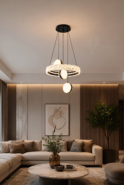 best power Modern Led Pendant Light High-End Crystal Design - 3-Light Hanging...