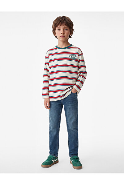Koton Cotton Crew Neck Long Sleeve Striped T-Shirt