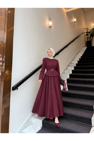 Miraydın Butik طقم جاكيت وتنورة أنيق للنساء، من قماش كريب مزدوج، باللون العنا...