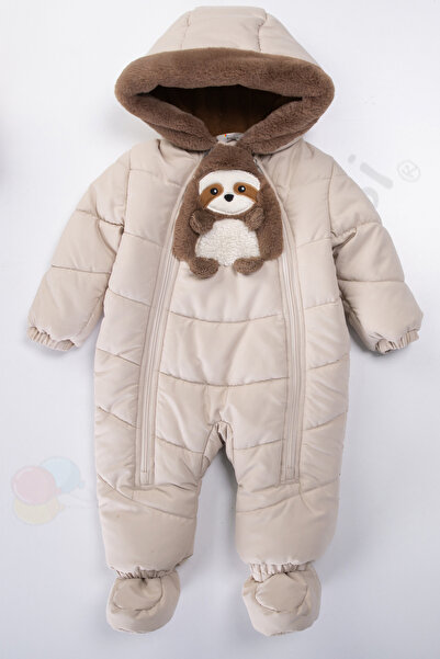 Bebek Vadisi Panda İçi Peluş Patikli Kar Kapüşonlu Kışlık Kız Erkek Bebek Ast...