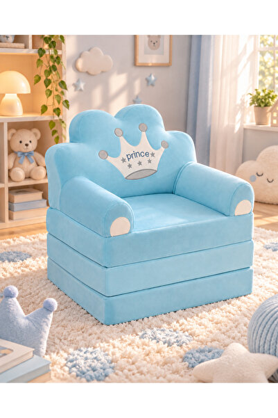 Pufu Toys Prenses Katlanabilir Peluş Çocuk Koltuğu ve Yatak 120 cm – Portatif...