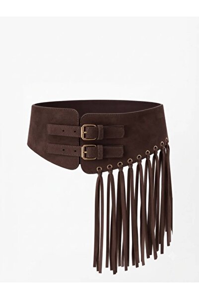 Fiori Luxury Suede Spool Buckle Tasseled Waist Belt