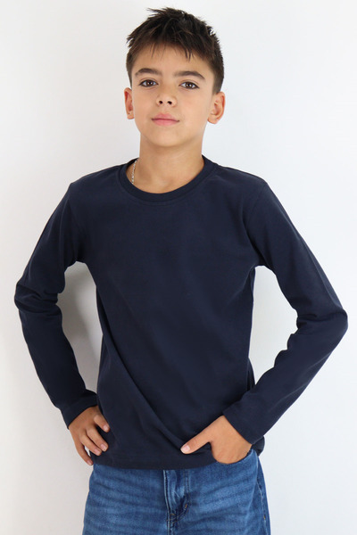 Breeze Erkek Çocuk Uzun Kollu Tişört Basic 5-14 Yaş, Lacivert