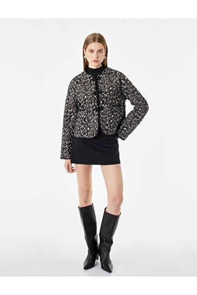 Koton Crew Neck Long Sleeve Double Pocket Ornamental Buttoned Patterned Quilt...