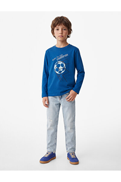 Koton Cotton Long Sleeve Crew Neck Football Printed T-Shirt