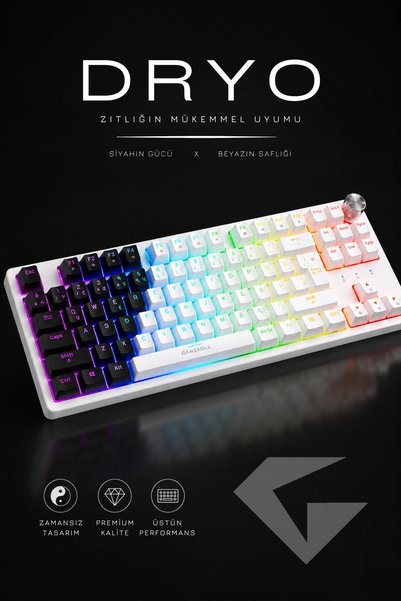gameagle Dryo RGB Mekanik Oyuncu Klavyesi Red Switch Anti-Ghosting Multimedya Kontrollü TR Q