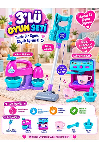 BYCEGU 3 LÜ SET KAHVE MAKİNESİ DİKEY SÜPÜRGE VE MİKSER MAKİNESİ