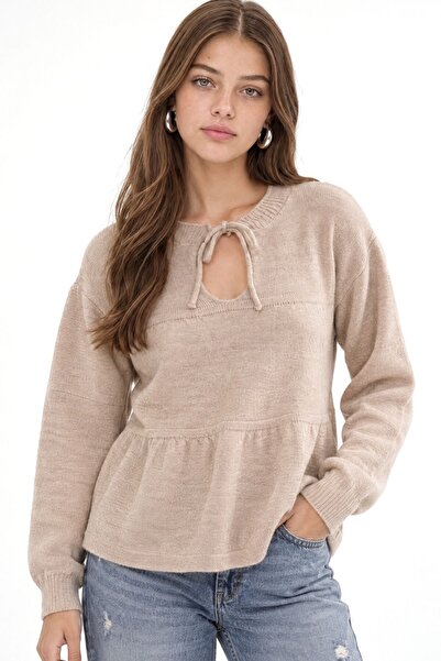 Hiccup Mixray Loose Knit Sweater with Binding Detail