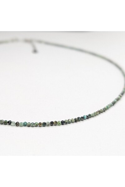 PIETRICELE Colier cu turcoaz verde, 2mm, argint rodiat