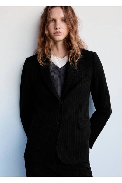 MANGO Woman Düz kesim blazer ceket