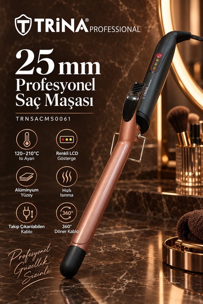 Trina Profesyonel Saç Maşası 25 mm Bronz
