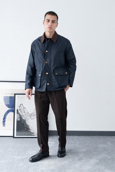 İLKCET MODA Vintage Lacivert Erkek Premium Yağlı Oversize Ceket