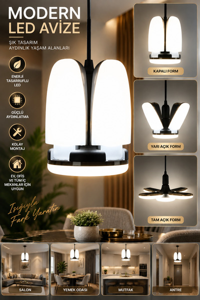 AGUILAS 50-60 Watt -4 Kollu Katlanır Pervane Led Ampül-tasarruflu(dönmez!)