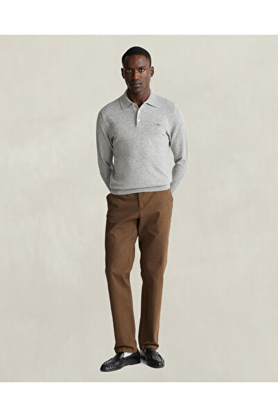 Gant Erkek Kahverengi Slim Fit Casual Herringbone Pantolon
