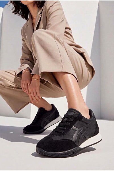 guijarro Kadın Kahverengi Süet Streç Dokulu Boyfriend Tarzı Retro Sneaker