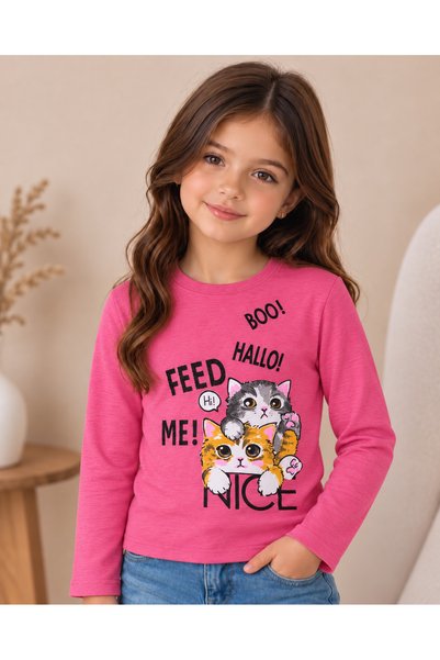 KAMİKAM Cotton Long Sleeve Girl's T-Shirt