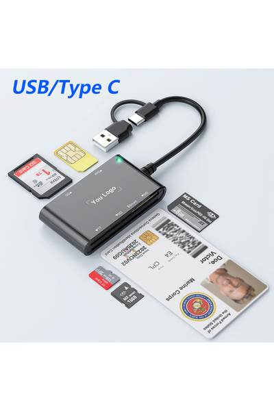Choice1 قارئ بطاقات ذكي متعدد الوظائف 6 في 1 بمنفذ USB و Type C، يدعم بطاقات ...