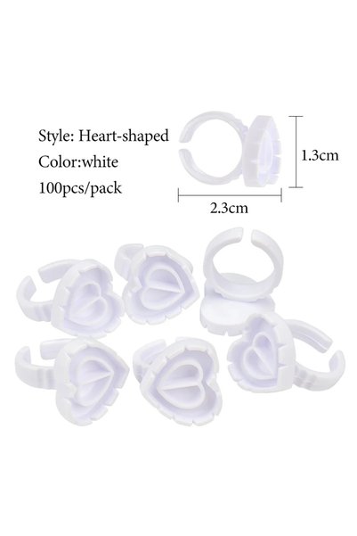 Choice1 White 100 PCS Disposable Heart-shaped Plastic Glue Ring Cup Eyelash E...